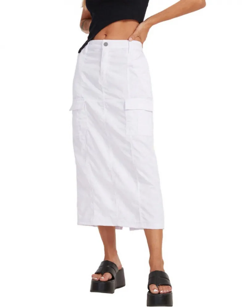 Gonna da donna in jeans con spacco posteriore slim casual a vita alta con tasche