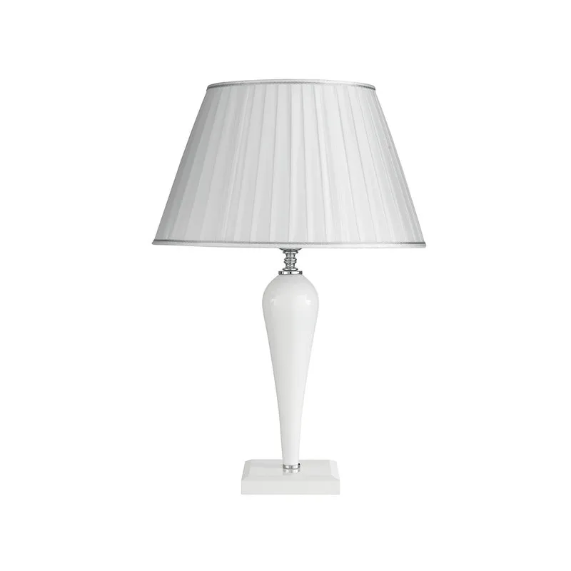 Ondaluce Lampada da tavolo Ravel in vetro lavorato a mano con dettagli metallici, bianco