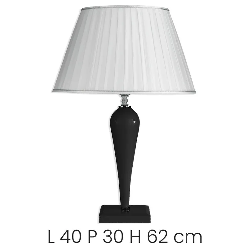 Ondaluce Lampada da tavolo Ravel in vetro lavorato a mano con dettagli metallici, nero