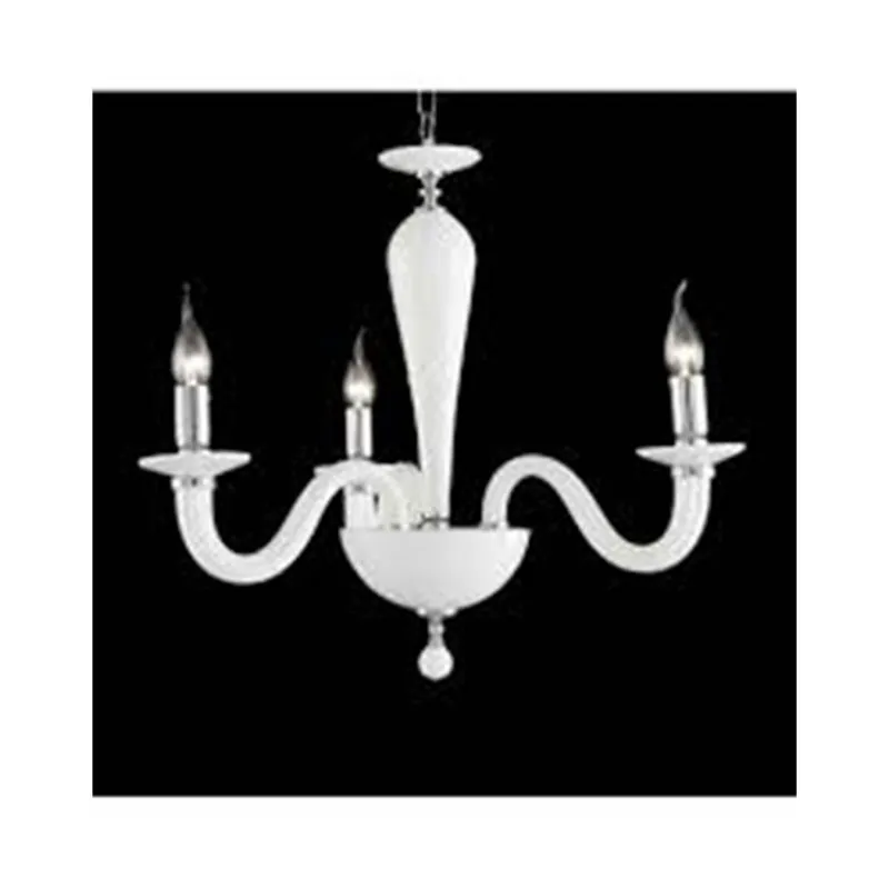 Ondaluce Lampadario Ravel/3 in vetro lavorato a mano con dettagli metallici, bianco