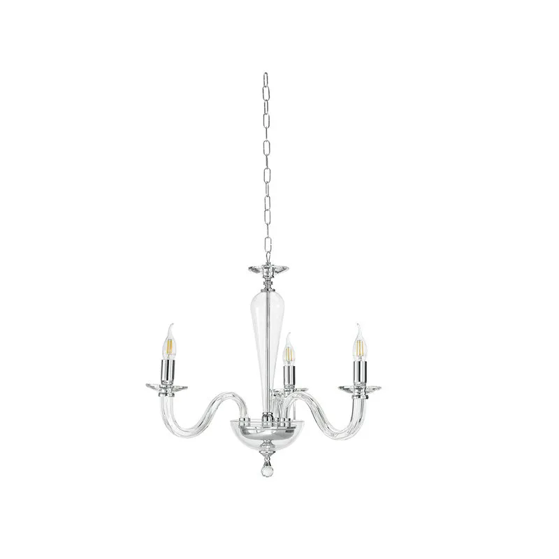 Ondaluce Lampadario Ravel/3 in vetro lavorato a mano con dettagli metallici, cromo
