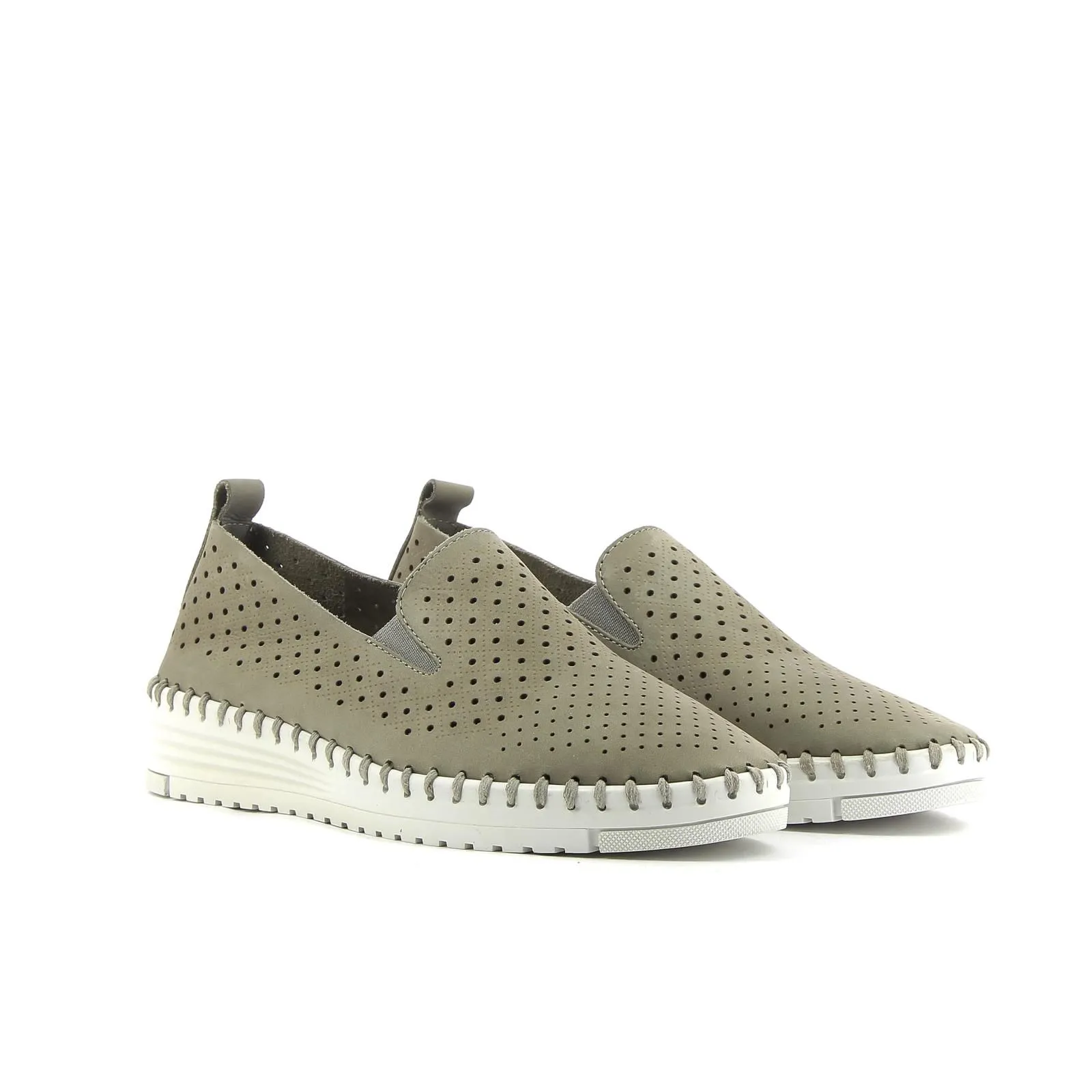Slip-on beige con dettagli traforati