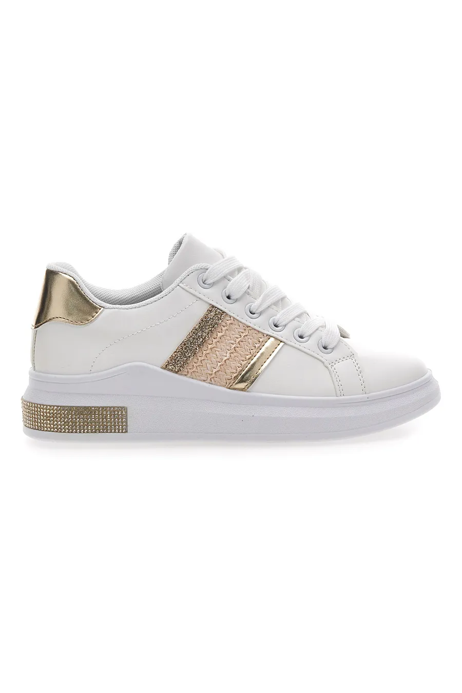 Sneakers Bianche Con Dettagli Dorati Prima Riga 460
