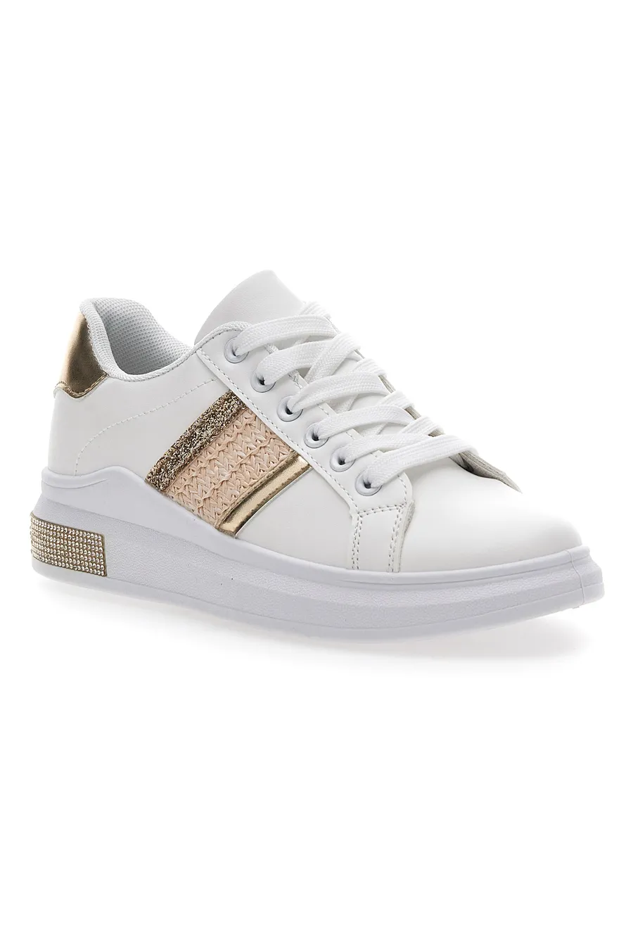 Sneakers Bianche Con Dettagli Dorati Prima Riga 460