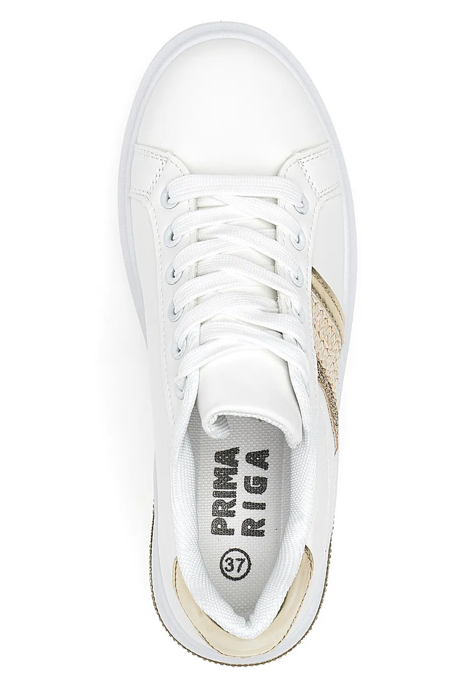 Sneakers Bianche Con Dettagli Dorati Prima Riga 460