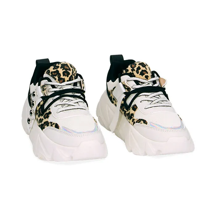 Sneakers bianco leopardate