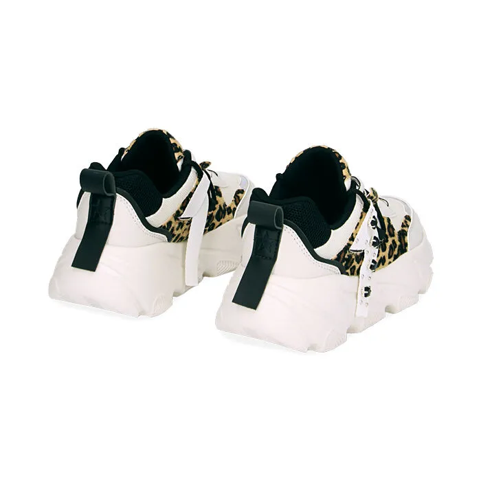 Sneakers bianco leopardate