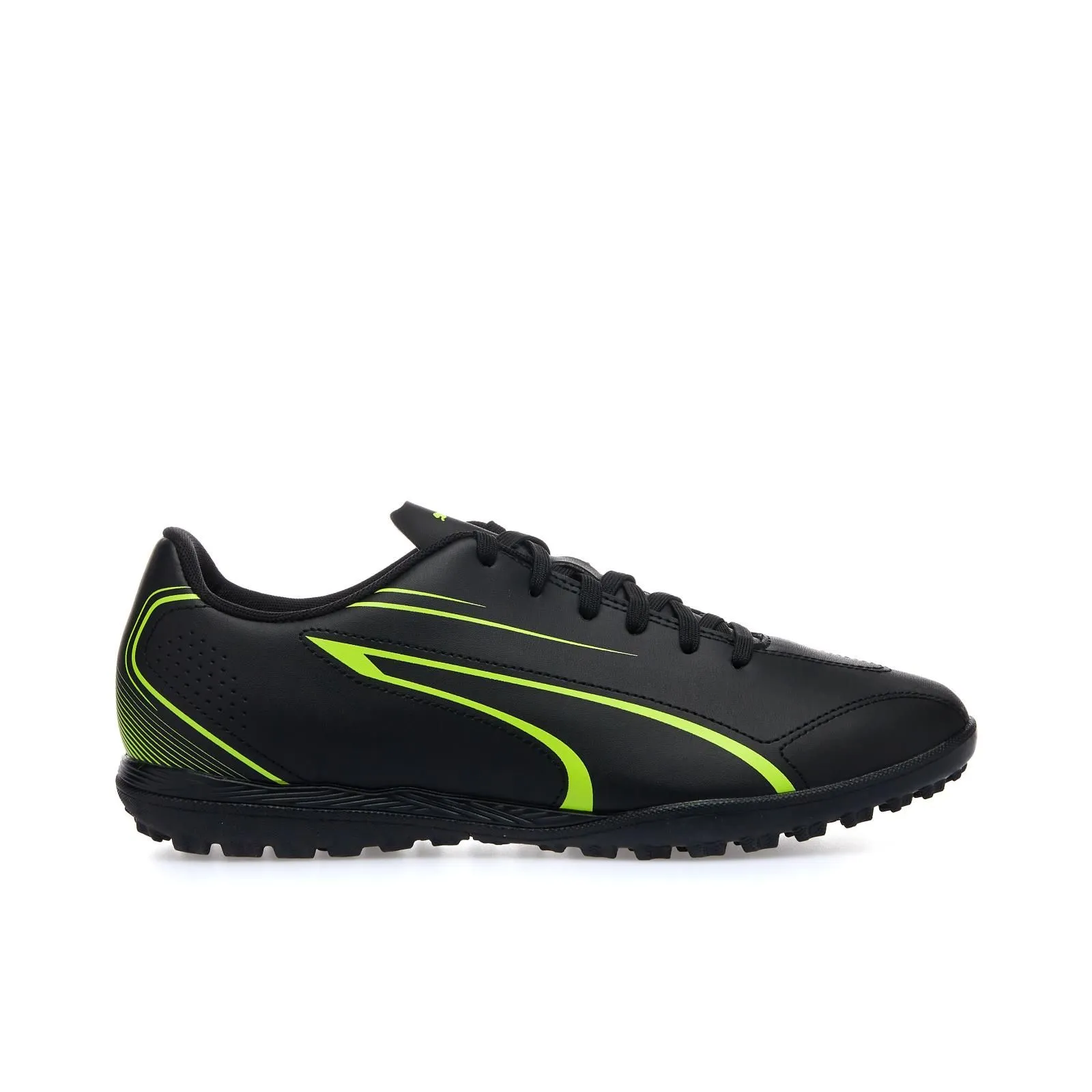 Sneakers uomo nere da calcetto con dettagli fluo