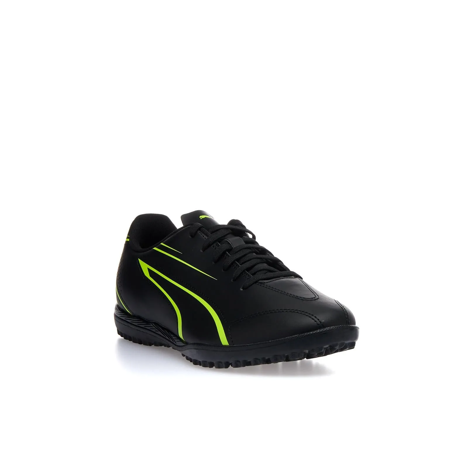 Sneakers uomo nere da calcetto con dettagli fluo