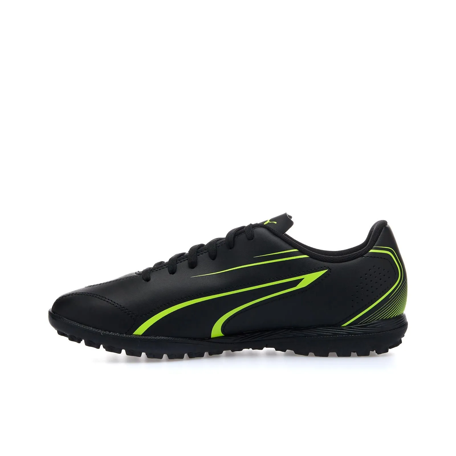 Sneakers uomo nere da calcetto con dettagli fluo