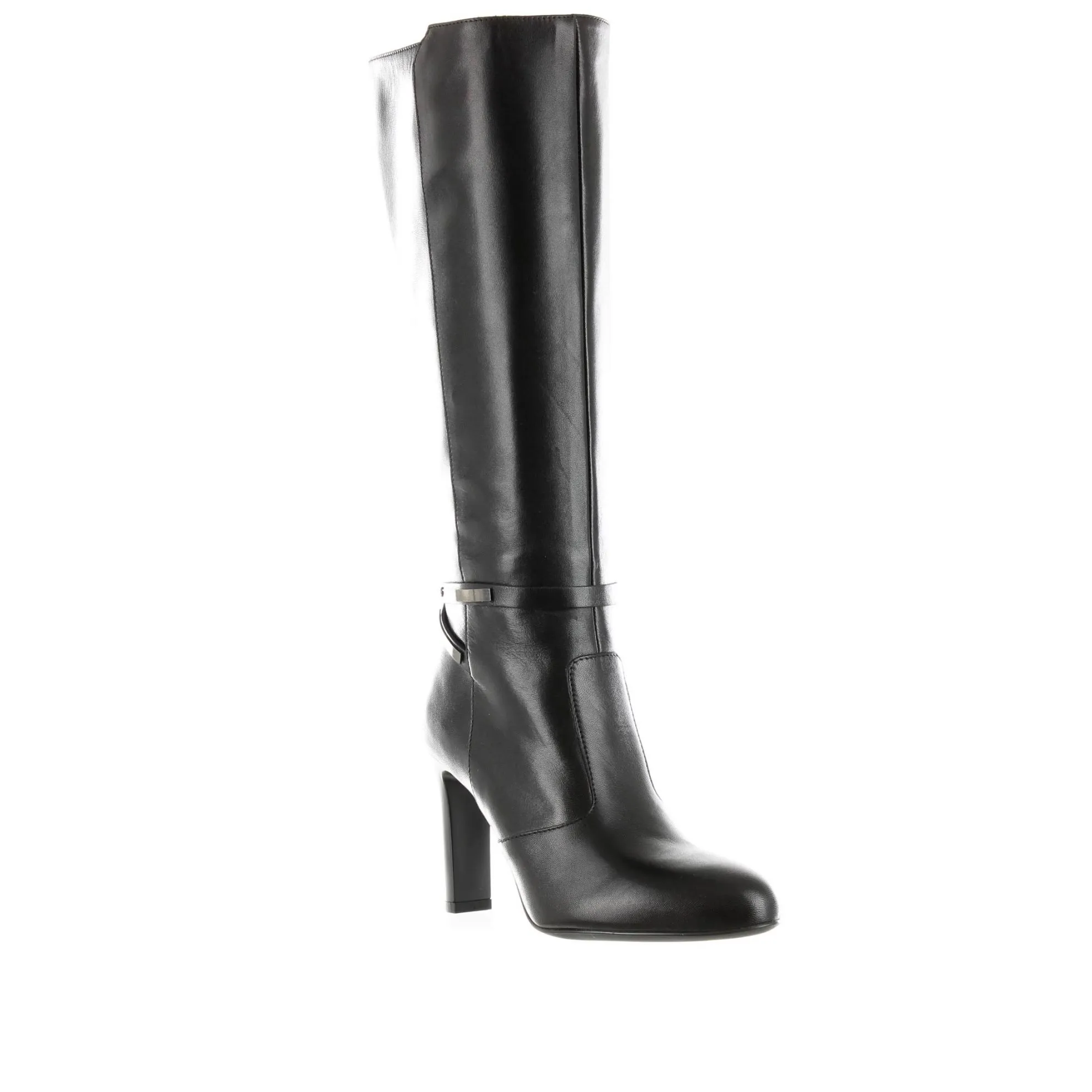 Stivale in pelle con dettagli metallici